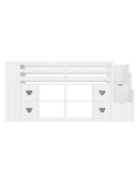 Streamdale Furniture Kids' Pine Loft Bed with Storage, Stairs & Led Lights