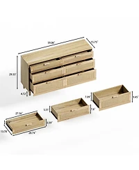 Streamdale Furniture 59" Rattan 6-Drawer Dresser