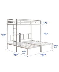 Streamdale Furniture Triple Twin Metal Bunk Bed with Guardrails & Ladder