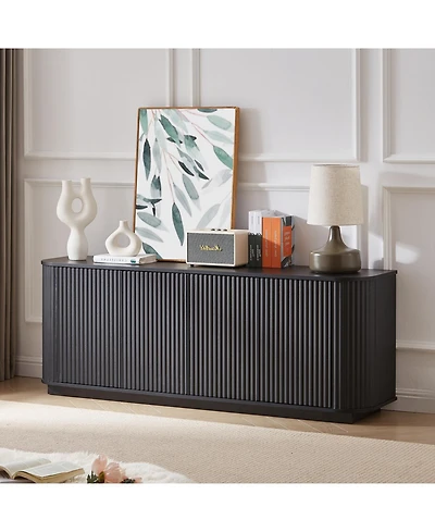 Streamdale Furniture Sideboard Storage Cabinet Tv Stand Black 64"W x 15"D x 24"H