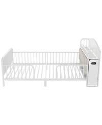 Streamdale Furniture Streamdale Twin Metal Platform Bed with Light & Storage Shelves, White
