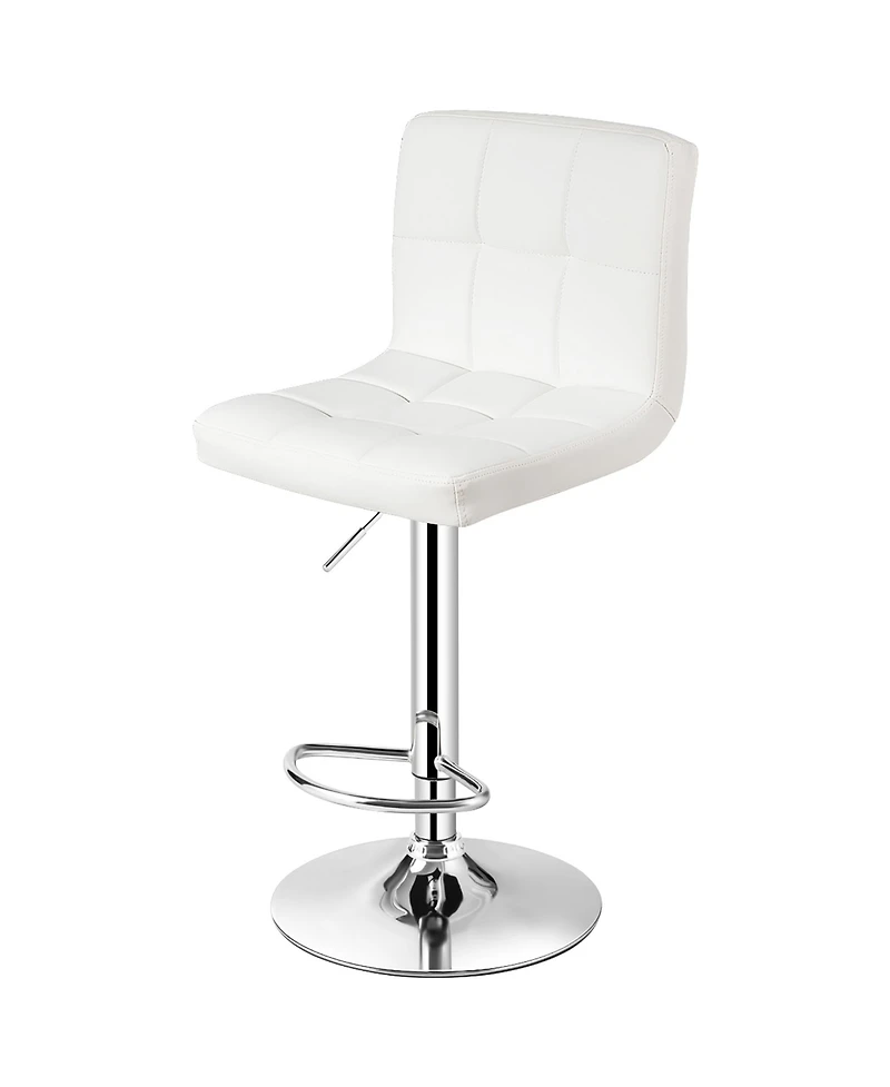 Costway Adjustable Armless Bar Stool Full Back Swivel Kitchen Counter Bar Chair Pu Leather