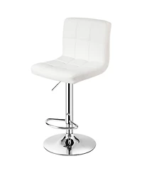 Costway Adjustable Armless Bar Stool Full Back Swivel Kitchen Counter Bar Chair Pu Leather