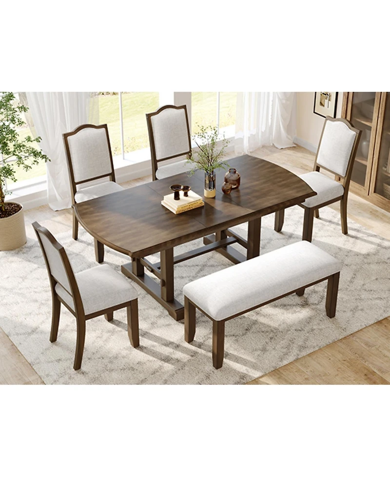 Streamdale Furniture Extendable Wood Dining Set with 4 Chairs & Bench