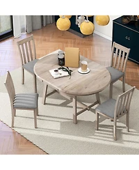 Streamdale Gray 5-Piece Round Dining Table Set with 4 Chairs