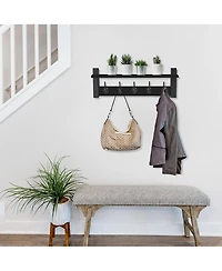 Sorbus 24 Inch Floating Wall Shelf with 5 Heavy Duty Hooks