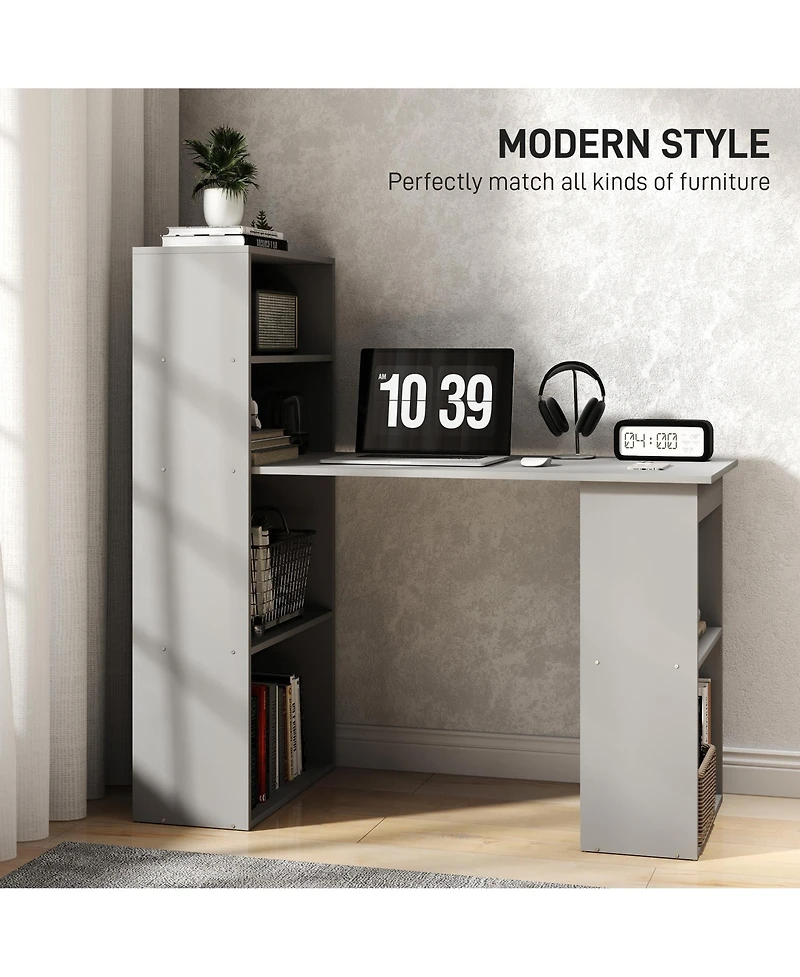 Homcom 47" Home Office Computer Desk with 6-Tier Shelves,