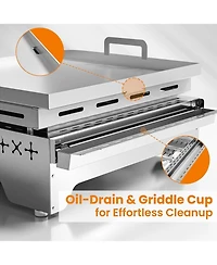 Cowsar Portable Propane Griddle, 8000BTU Tabletop Portable Propane Gas Grill with One Burner, Stainless Steel Flat Top Grill, Outdoor Cooking