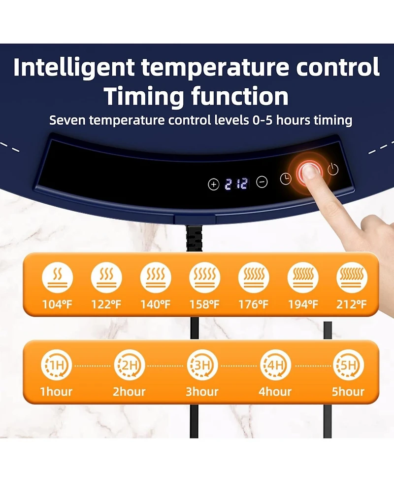 Cowsar 7-Temp Food Warming Mat, 250W Low Energy Consumption (104°F-212°F), 5H Timer & Child Lock, Ultra-Thin Roll-Up Buffet Hot Plate