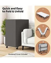 Costway Folding Bed with Memory Foam Mattress & Pillow Dust Cover Metal Frame