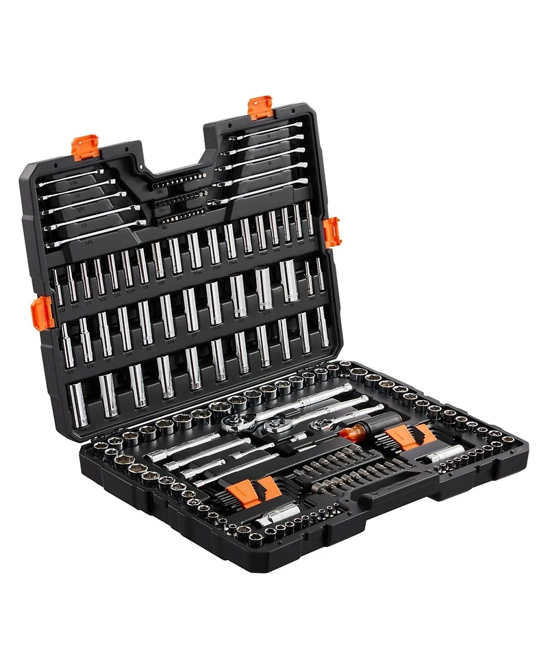 Sugfit 205-Piece Mechanics Tool Set with 1/4"-1/2" Drive Sockets & Wrenches