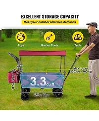 Sugfit Extra Large Garden Cart with Removable Canopy & Rear Storage Compartment