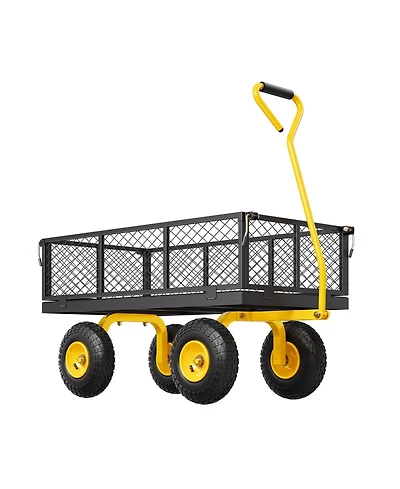 Sugfit 900 lbs Steel Garden Cart with Convertible Mesh Sides