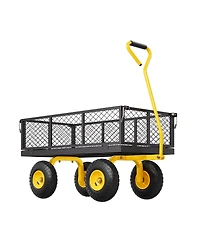Sugfit 900 lbs Steel Garden Cart with Convertible Mesh Sides
