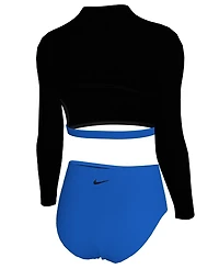 Nike Girls' 7-16 Essential Long-Sleeve Crop Top and High-Waist Swim Bottoms, 2-Piece Set
