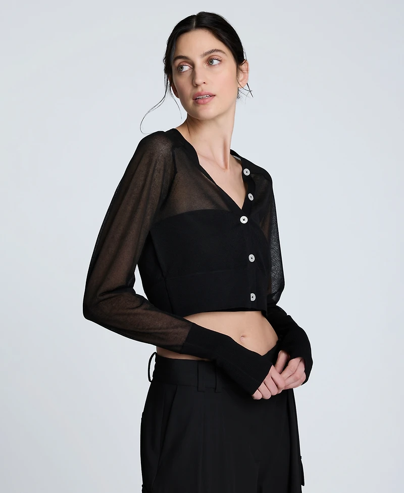 Kenneth Cole Women's Saddle-Shoulder Cropped Cardigan