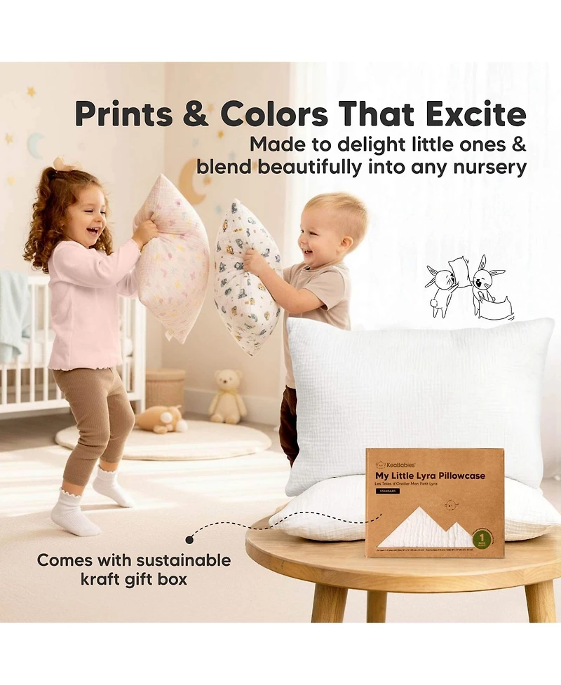KeaBabies Toddler Lyra Organic Cotton Muslin Pillowcase, 13x18