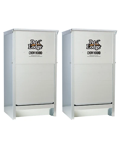 Little Giant Dry Food Automatic Steel Dog Feeder Chow Hound 25 Lb (2 Pack)