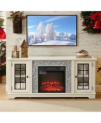 sumyeg 2-Door Storage Cabinet with Electric Fireplace Console