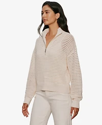 Sanctuary Women's Open Knit Quarter-Zip Sweater