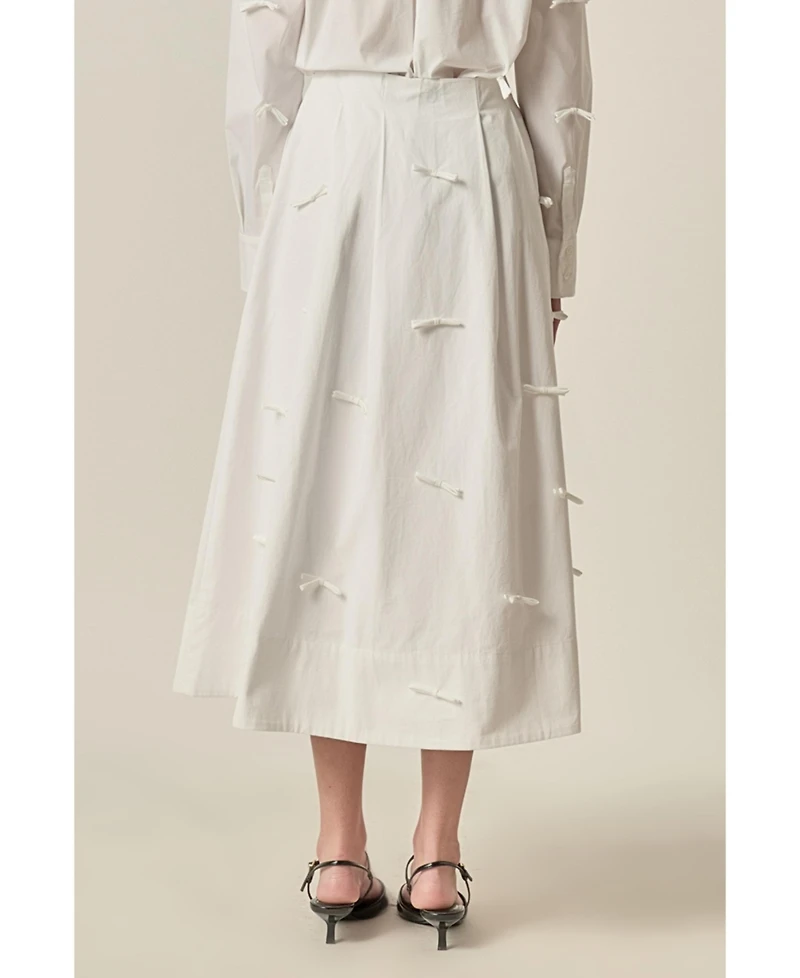 English Factory Women's Bow Detailed Poplin midi skirt