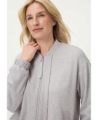 Olsen Women's Collarless Zip Front Jersey Jacket