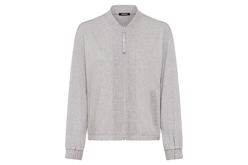 Olsen Women's Collarless Zip Front Jersey Jacket