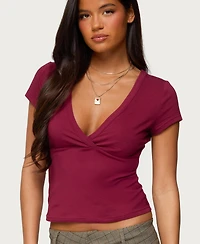Edikted Women's Merinda V Neck T Shirt