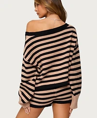 Edikted Womens Saphi Striped Oversized Knit Sweater