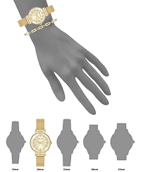 Anne Klein Women's Quartz Premium Round Gold-Tone Stainless Steel Mesh Watch Set, 29mm