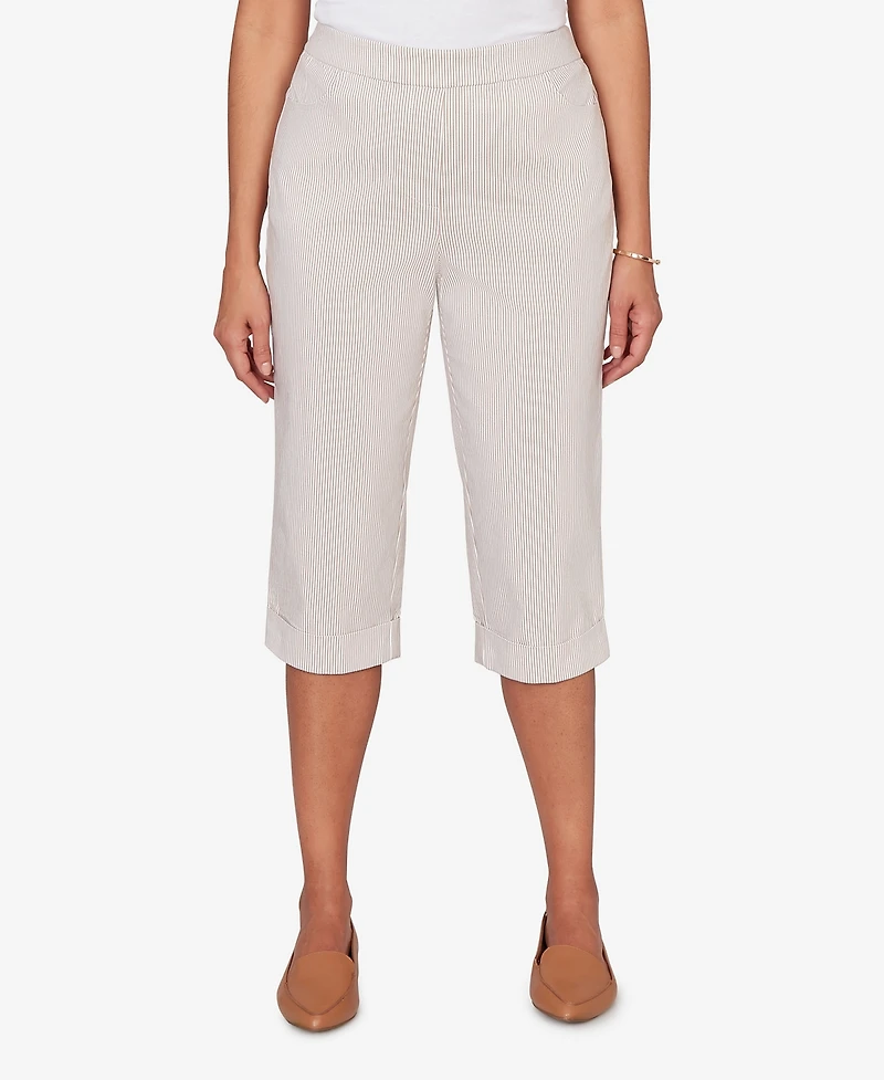 Alfred Dunner Petite Classic Stretch Stripe Clamdigger Capri Pants