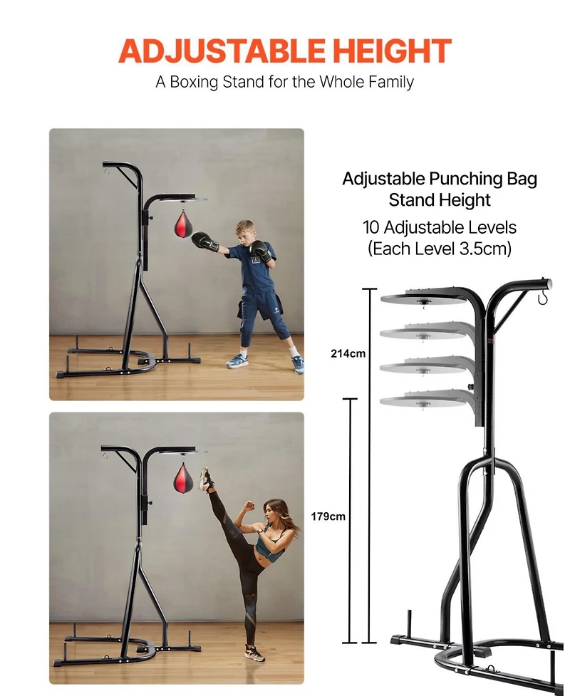 Sugfit Punching Bag Stand 2-in-1 Heavy Duty Speed Bag and Bag Stand Holds 140 Lb