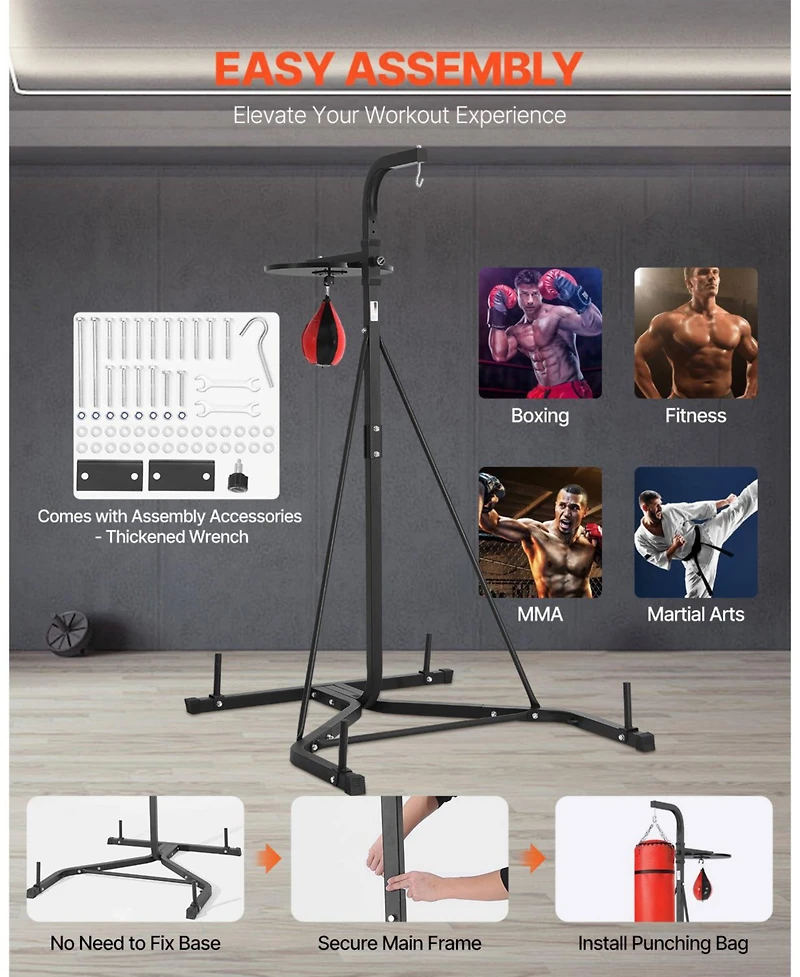 Sugift Punching Bag Stand 2-in-1 Heavy Duty Boxing and Speed Bag Stand Holds 140 Lb