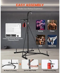 Sugift Punching Bag Stand 2-in-1 Heavy Duty Boxing and Speed Bag Stand Holds 140 Lb