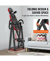 Sugfit Heavy Duty Inversion Table 300 Lb Capacity Back Stretcher with Headrest Red Black