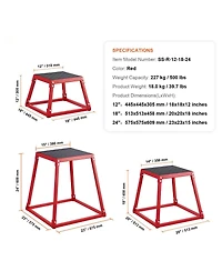 Sugfit Plyo Jump Box Set 12/18/24" Agility Training Box