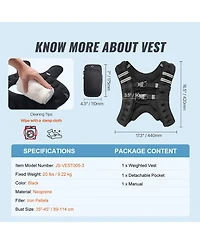 Sugfit Weighted Vest Lb Adjustable Fitness Vest with Reflective Strips