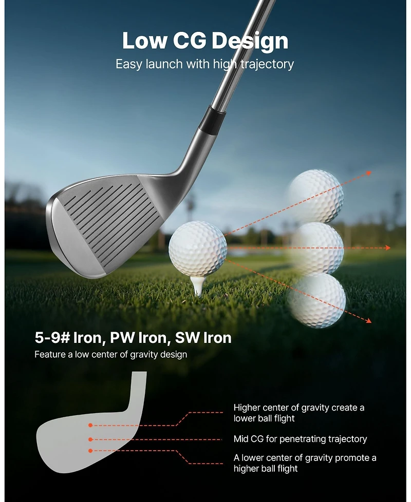 Sugift Men s 12-Piece Golf Club Set Right-Handed with Stand Bag