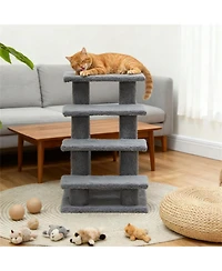 Aostirmotor Multi-Level Cat Scratching Post with Pet Stairs for Living Room & Bedroom