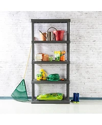 Sterilite 75.2 Inch Heavy Duty Durable 5 Shelf Ventilated Shelving Unit, 4 Pack