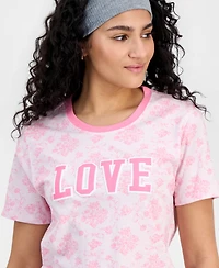 Rebellious One Juniors' Love Printed Floral T-Shirt