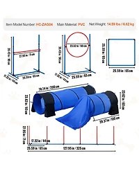 Cozito 7-Piece Dog Agility Training Set with 2 Tunnels & Weave Poles