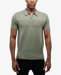 Spring + Mercer Men's Ottoman Texture Short Sleeves Polo Sweater