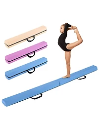Sugift 7 Ft Folding Balance Beam with Removable Suede Cover and Non-slip Bottom-Navy