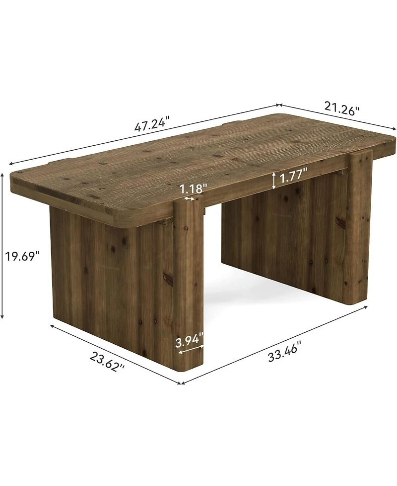 Tribesigns Farmhouse Coffee Table with Heavy-Duty Legs, Solid Wood