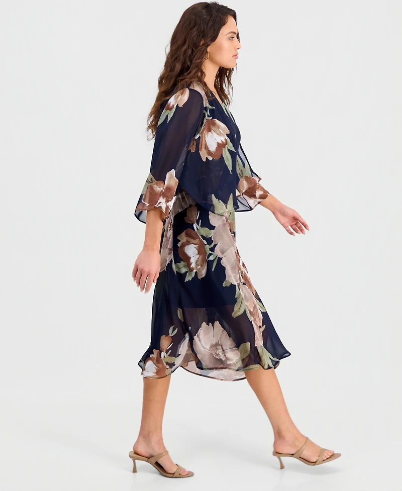 Robbie Bee Petite Floral Chiffon Jacket Dress