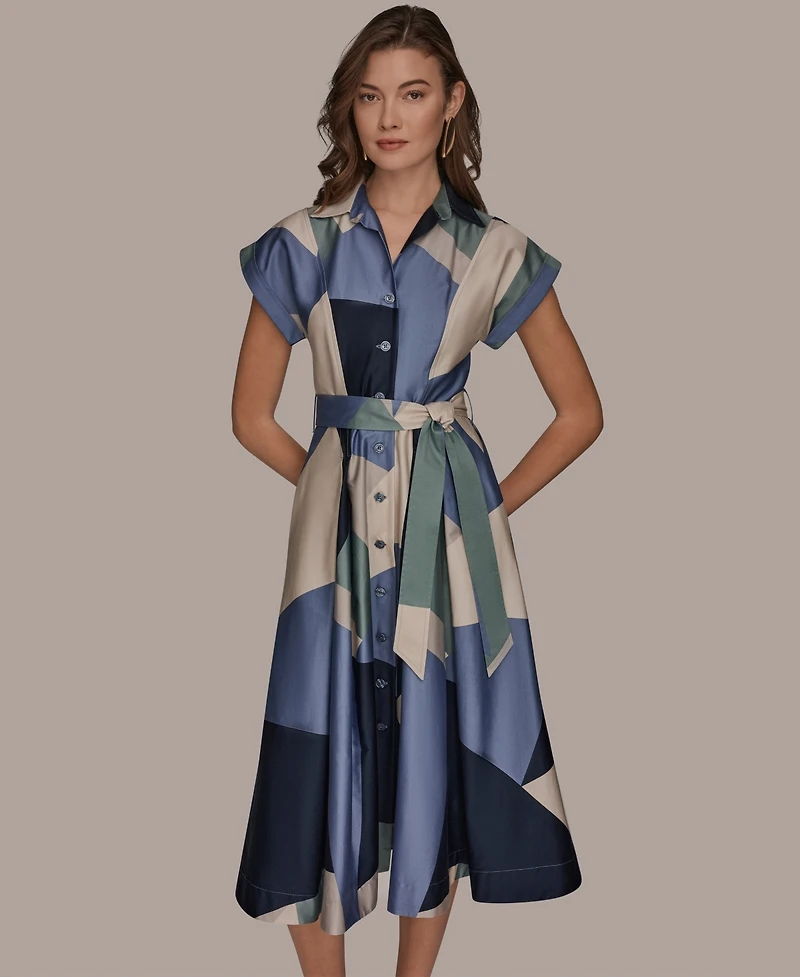 Donna Karan New York Petite Belted Short-Sleeve Shirtdress