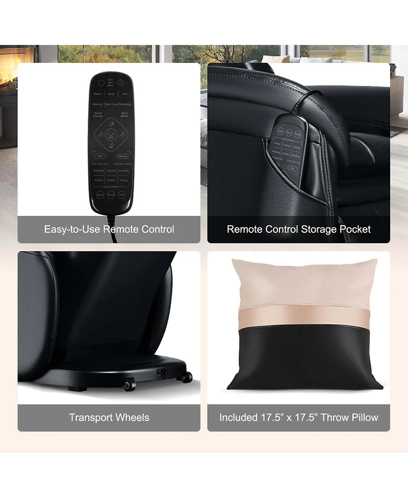 Costway Massage Chair Full Body Sl Track Zero Gravity with Pillow Reversible Footrest Heat