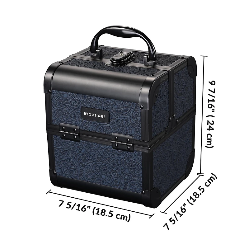 Byootique 2-Piece Makeup Train Case Cosmetic Organizer Kit Rococo Coral Artists