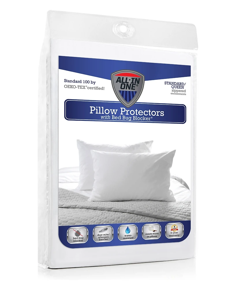 Fresh Ideas All-In-One Bed Bug Blocker 2-Pack Pillow Protector